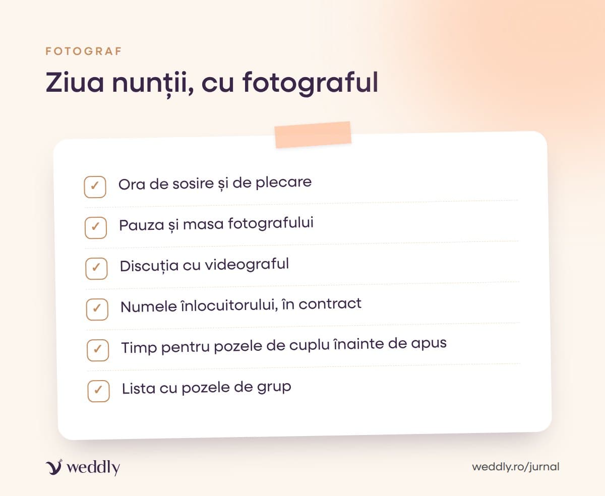 Ziua nunții, cu fotograful