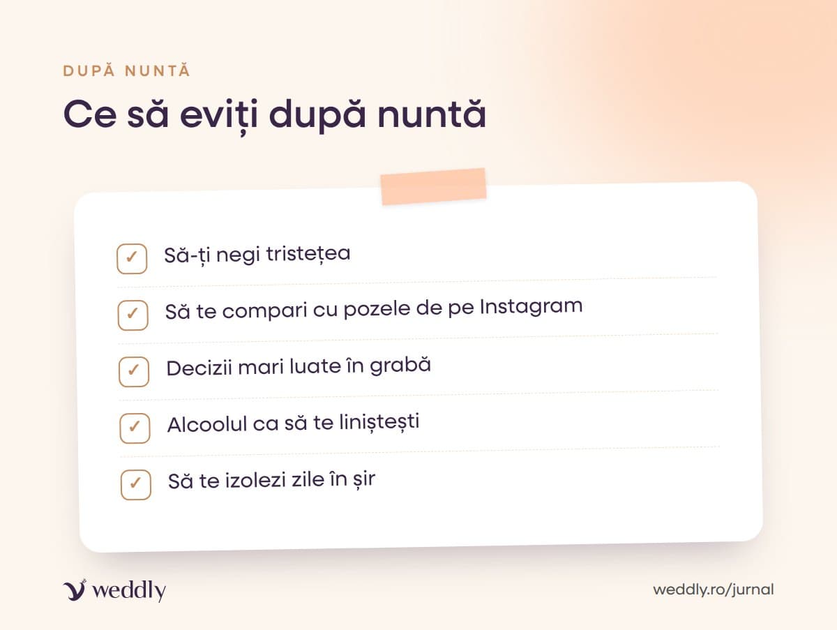 Ce să eviți după nuntă