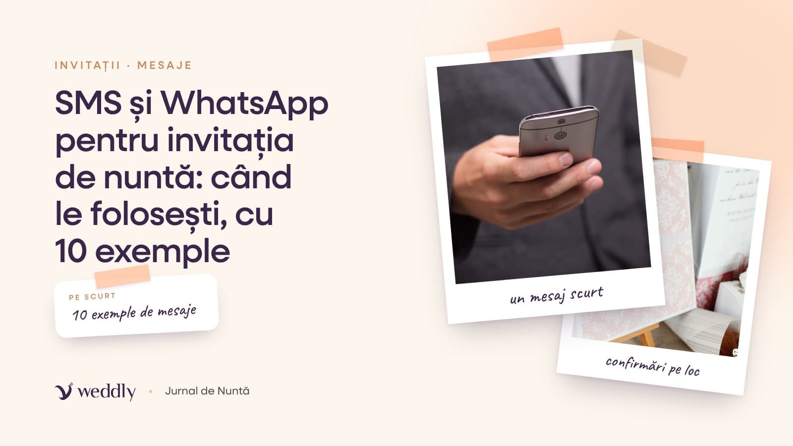 Copertă: SMS și WhatsApp pentru invitația de nuntă: când le folosești, cu 10 exemple