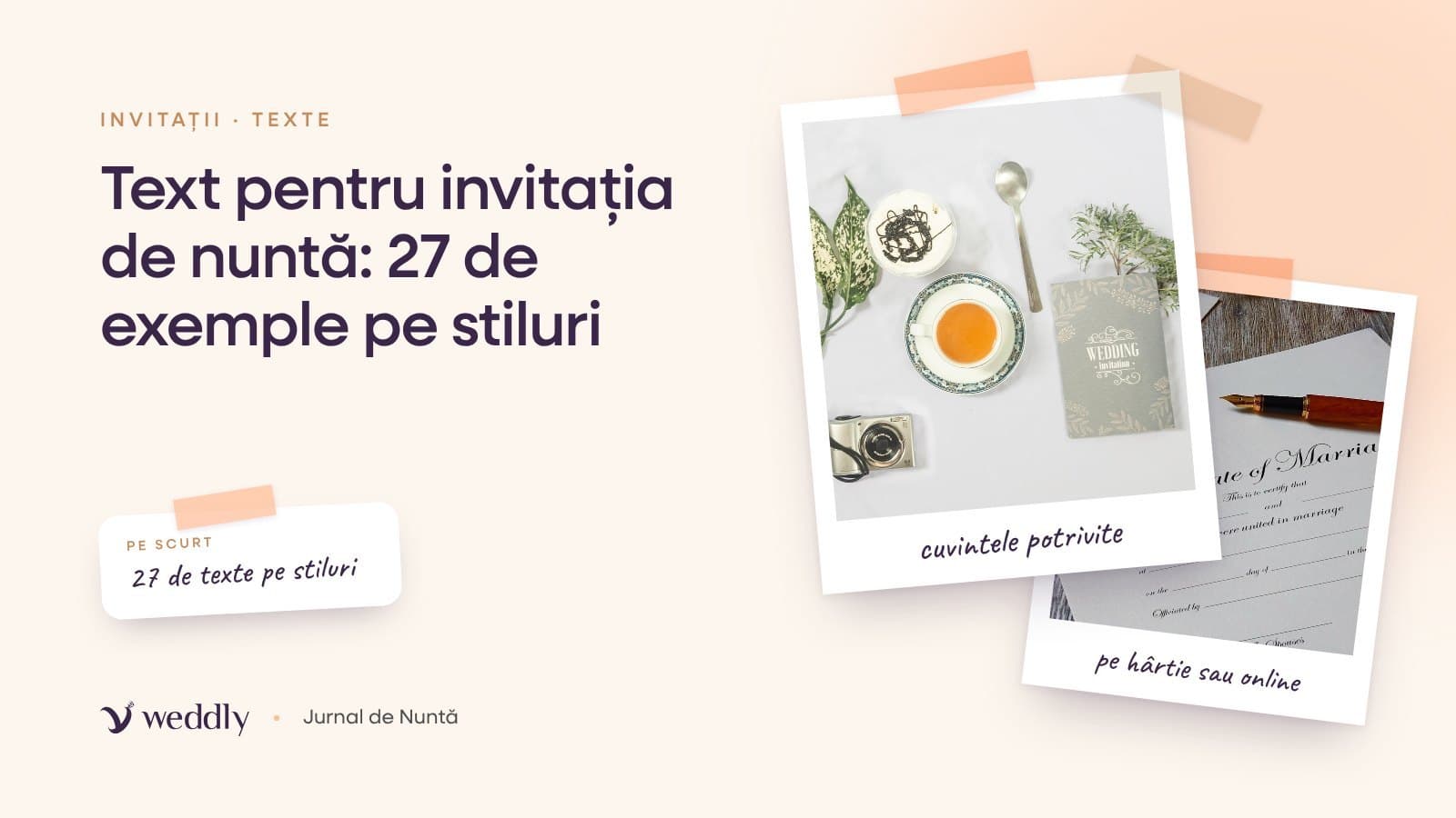 Copertă: Text pentru invitația de nuntă: 27 de exemple pe stiluri