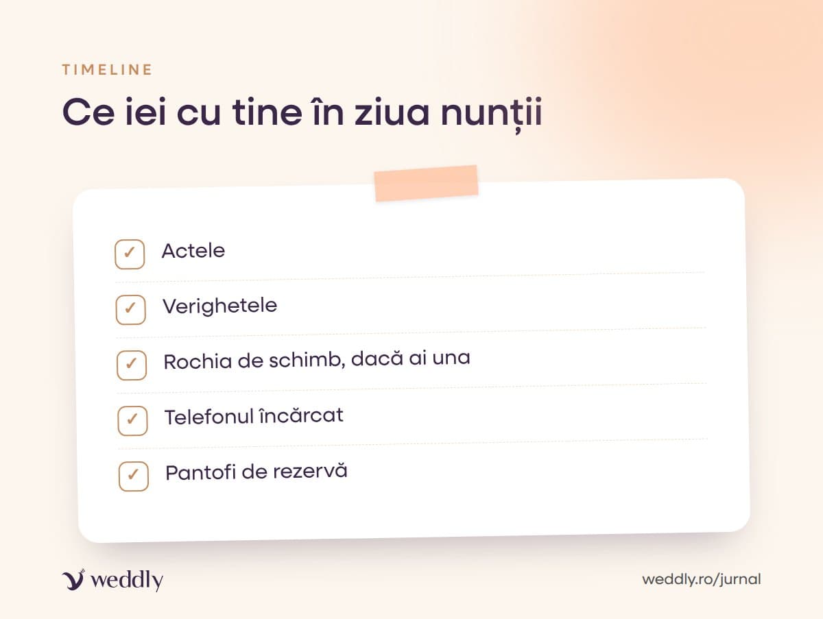 Ce iei cu tine în ziua nunții